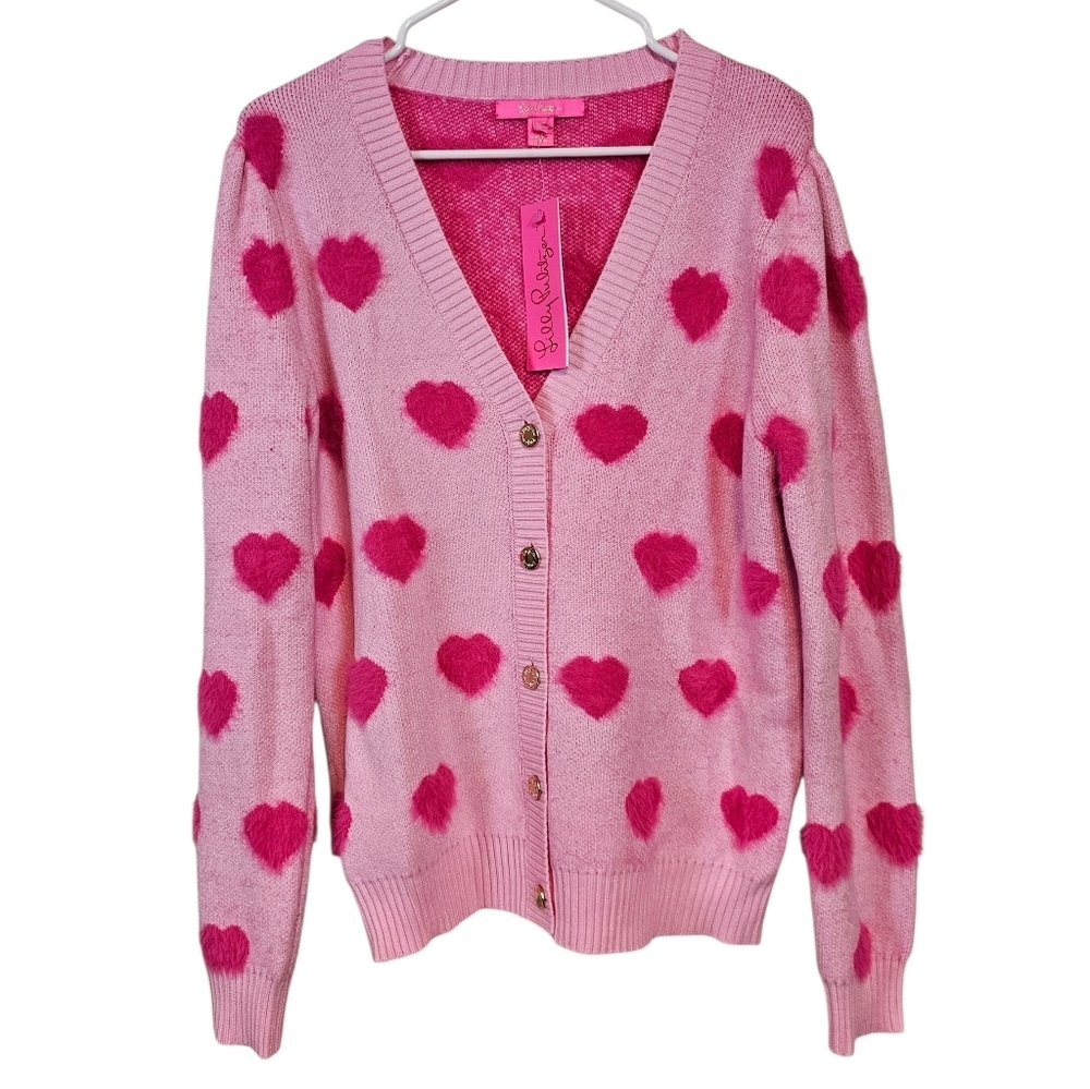 Lilly Pulitzer Valentines Day Hearts Keane Mandevilla Hearts Jacquard Sweater